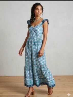NWT Lucky Brand Bohemian Tile Print Maxi Dress